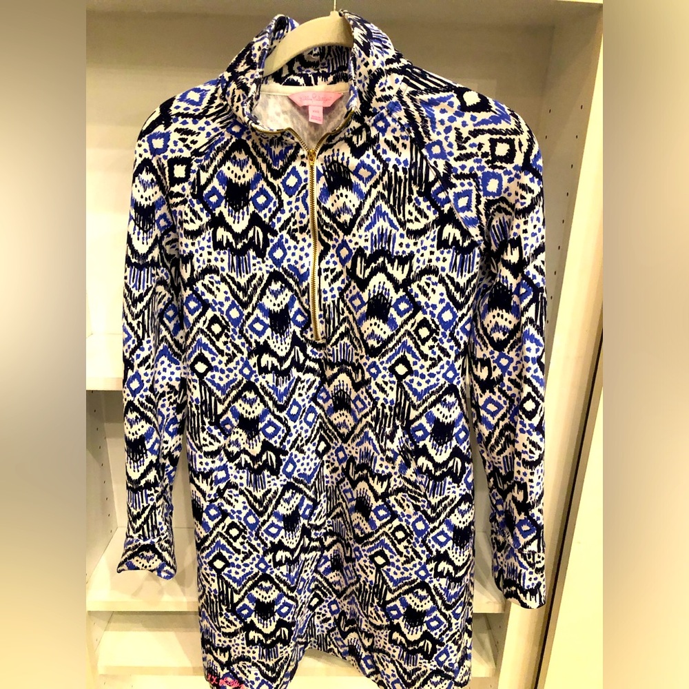 Lily Pulitzer Blue  Patterned Zip-Up Dress